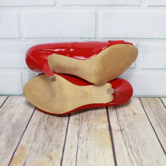 ISOLA Red Peep Toe High Heels Sandals Size 6.5 - Picture 5 of 8